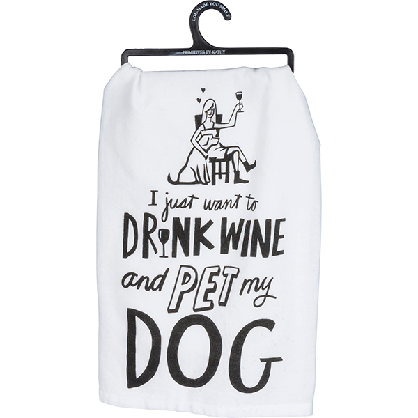 Primitives By Kathy Drink Wine Pet Dog Tea Towel