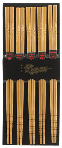 Helen's Asian Kitchen 5 Pair Engraved Chopsticks