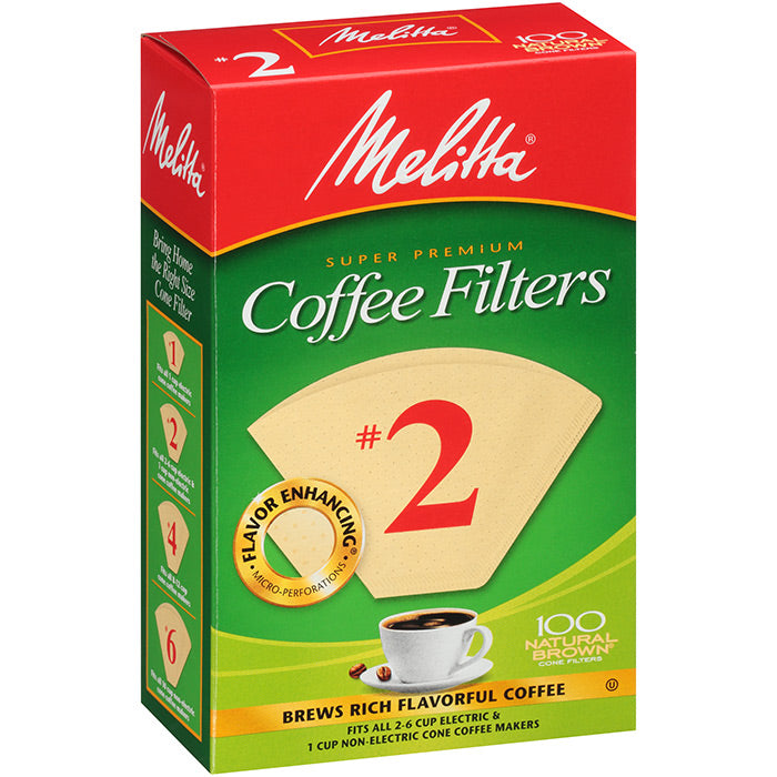Melitta® #2 Cone Filter Paper Natural Brown - 100 Count