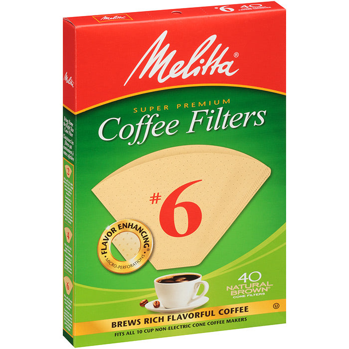Melitta® #6 Cone Filter Paper Natural Brown - 40 Count