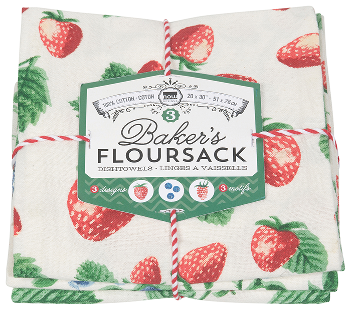 Now Designs Set of 3 Berry Patch Floursack Towels