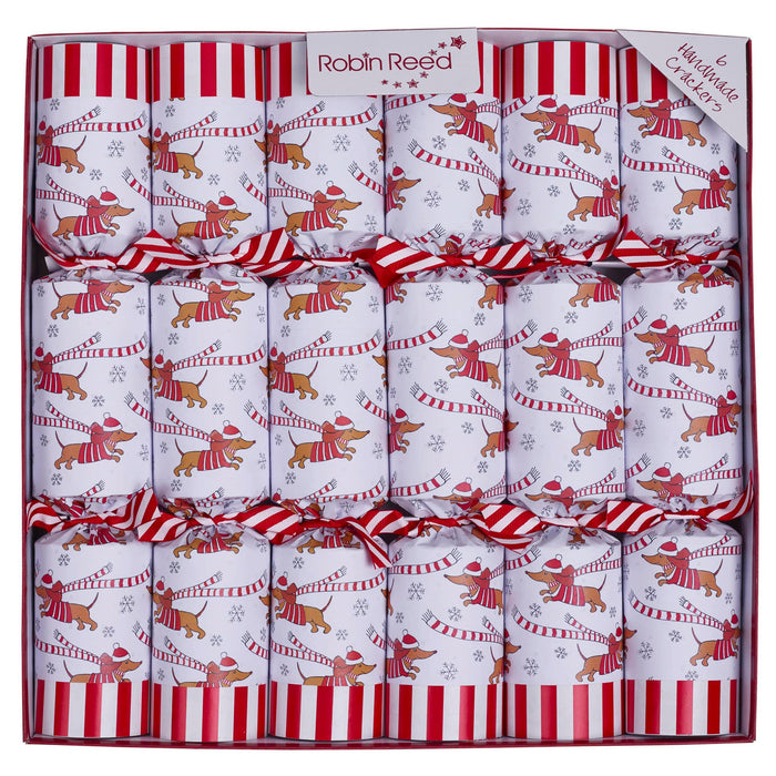 Robin Reed 6 Piece Racing Sausage Dog Christmas Crackers