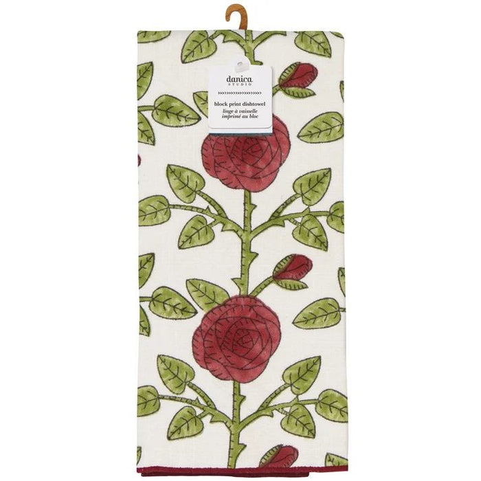 Danica Heirloom Rose Briar Block Print Dishtowel