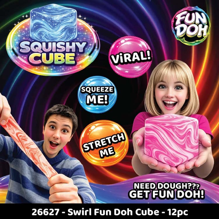 Fun Doh Swirl Squishy Cube - Assorted Colors