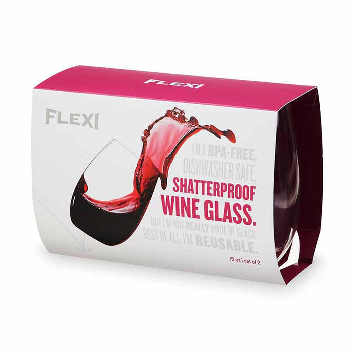 Flexi Set of 2 Shatterproof Wine Glasses