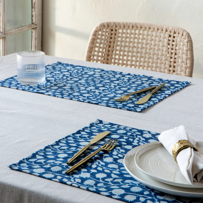 Danica Heirloom Set of 4 Vinebloom Block Print Placemats