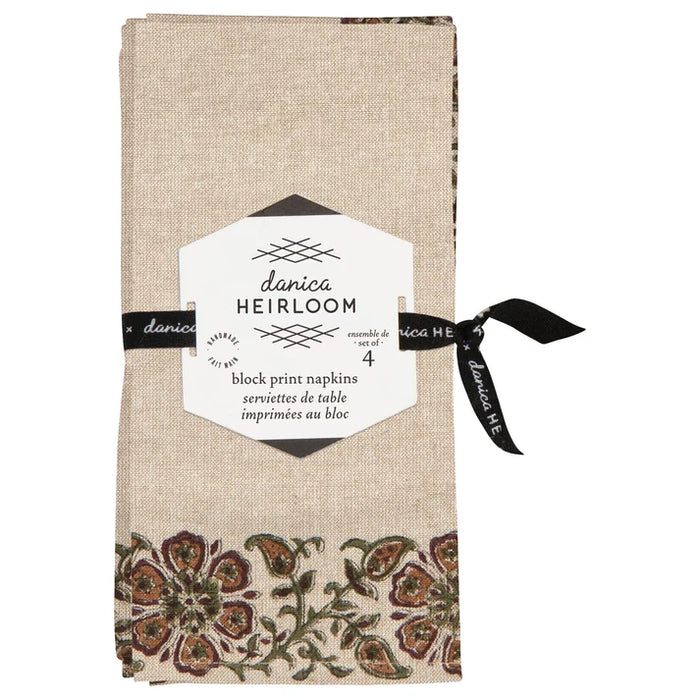 Danica Heirloom Set of 4 Block Print Napkins