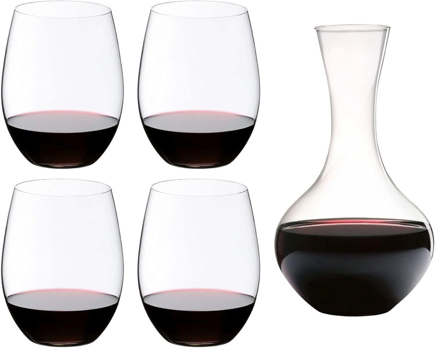 Riedel O Set of 4 Cabernet/Merlot Wine Glasses + Syrah Decanter