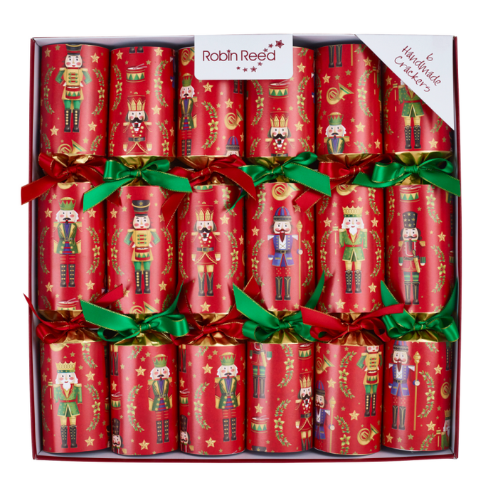 Robin Reed 6 Piece Red Royale Nutcracker Christmas Crackers