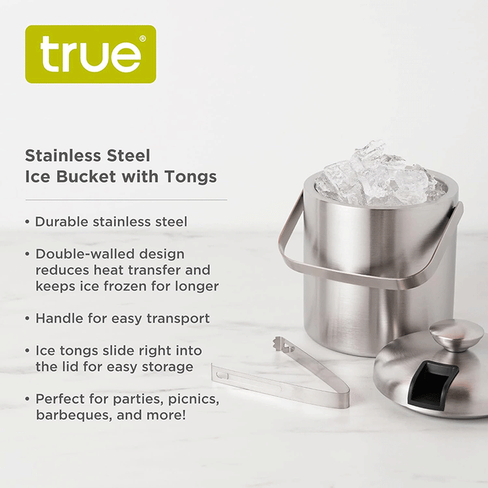 True Stainless Steel Ice Bucket with Tongs