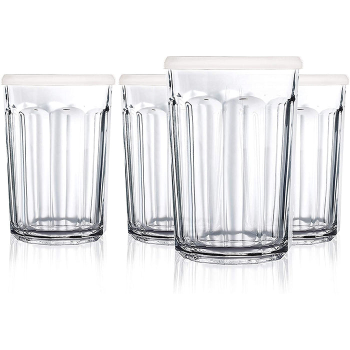 Luminarc Set of 4 Working Glass 21 oz Coolers with Lid