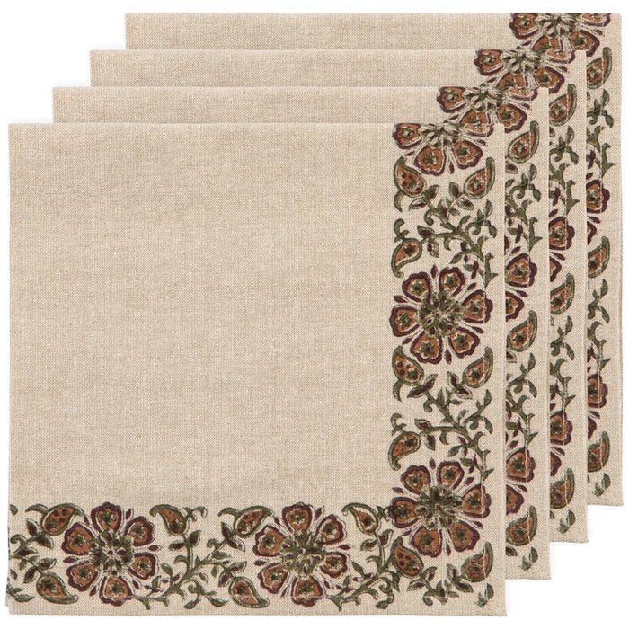 Danica Heirloom Set of 4 Block Print Napkins