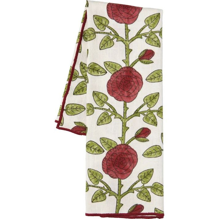 Danica Heirloom Rose Briar Block Print Dishtowel