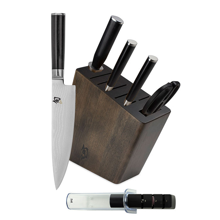 Shun Classic 7 Piece Essential Knife Block Set with Sharpener