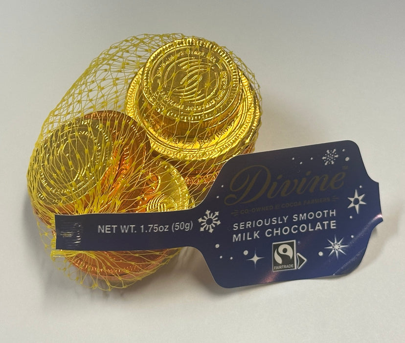 Divine Chocolate Gelt Gold Coins
