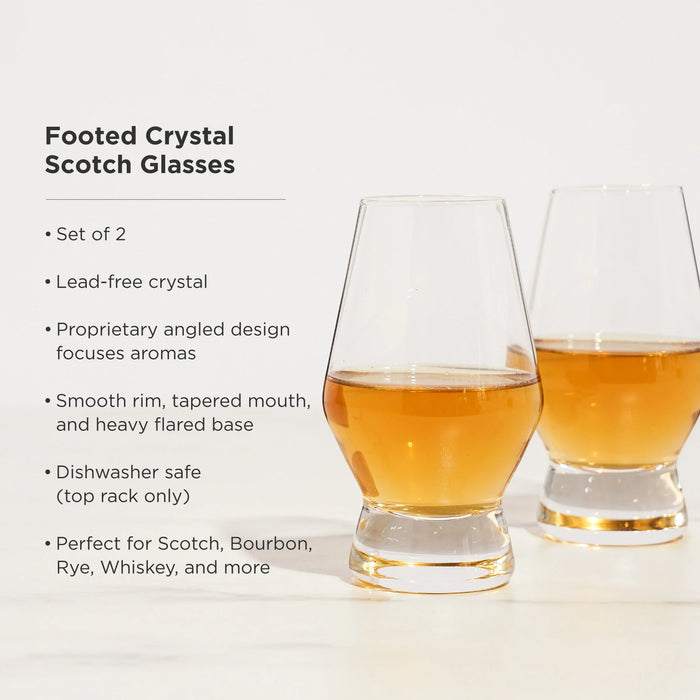 Viski Raye Heavy Base Crystal Scotch Glass Set of 2