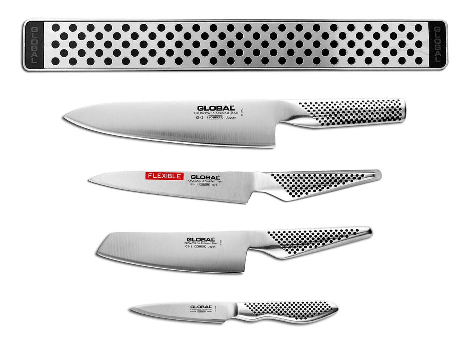 Global 5pc Magnetic Bar Knife Set