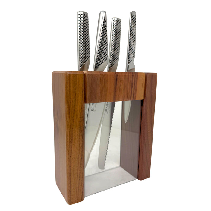Global 5 Pc Ikasu Walnut Knife Block Set