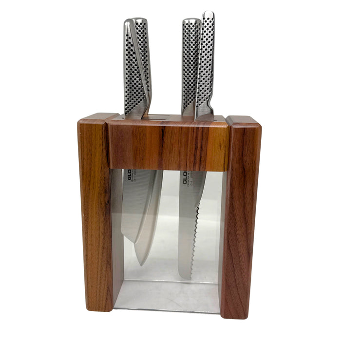 Global 5 Pc Ikasu Walnut Knife Block Set