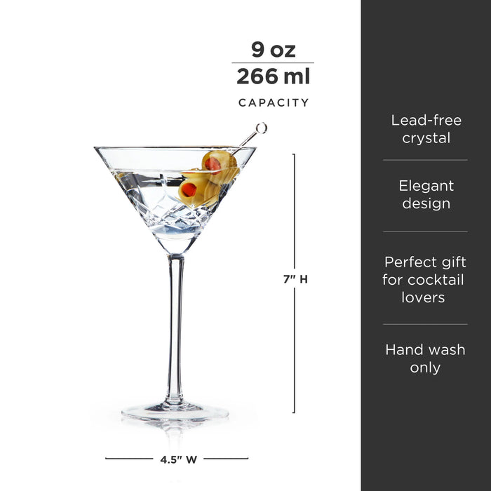 Viski Admiral Crystal Martini Glass Set of 2