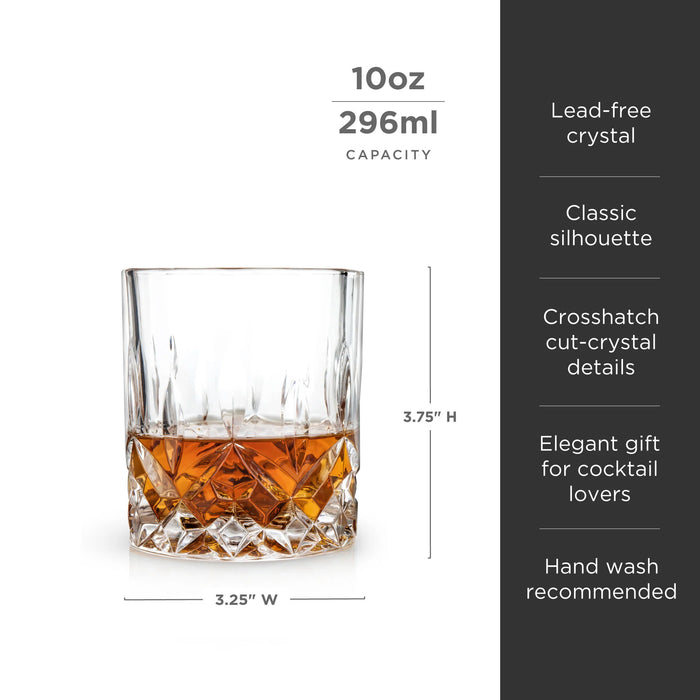Viski Admiral Crystal Rocks Tumbler Set of 4