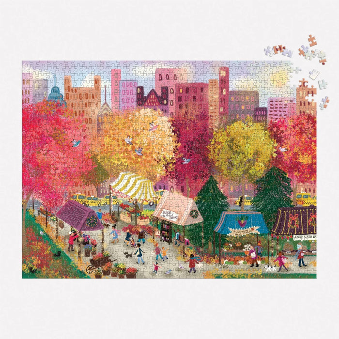 Galison Autumn at the City Market 1000 Piece Puzzle