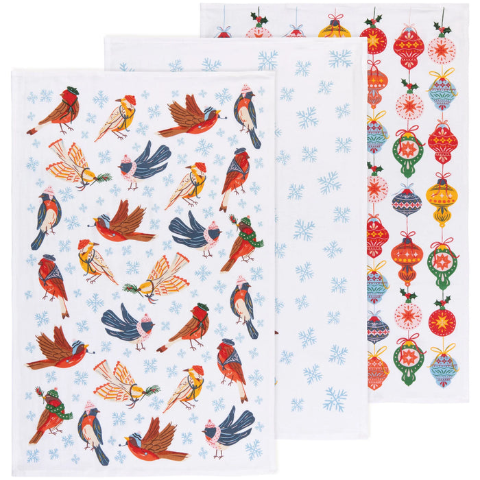 Now Designs Set of 3 Season's Tweetings Floursack Towels