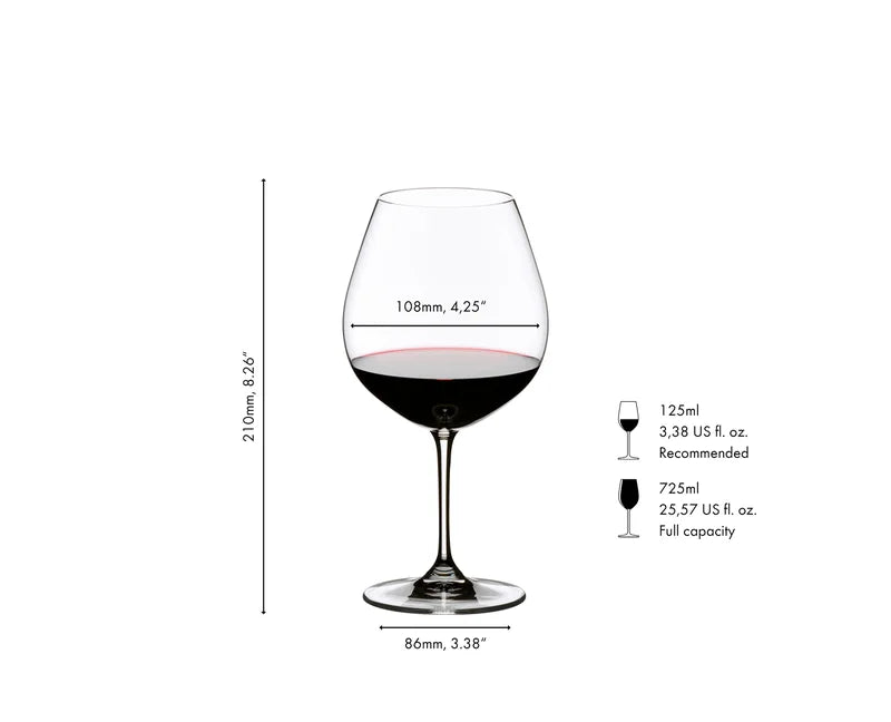Riedel Set of 2 Vinum Pinot Noir Wine Glasses with Polishing Cloth
