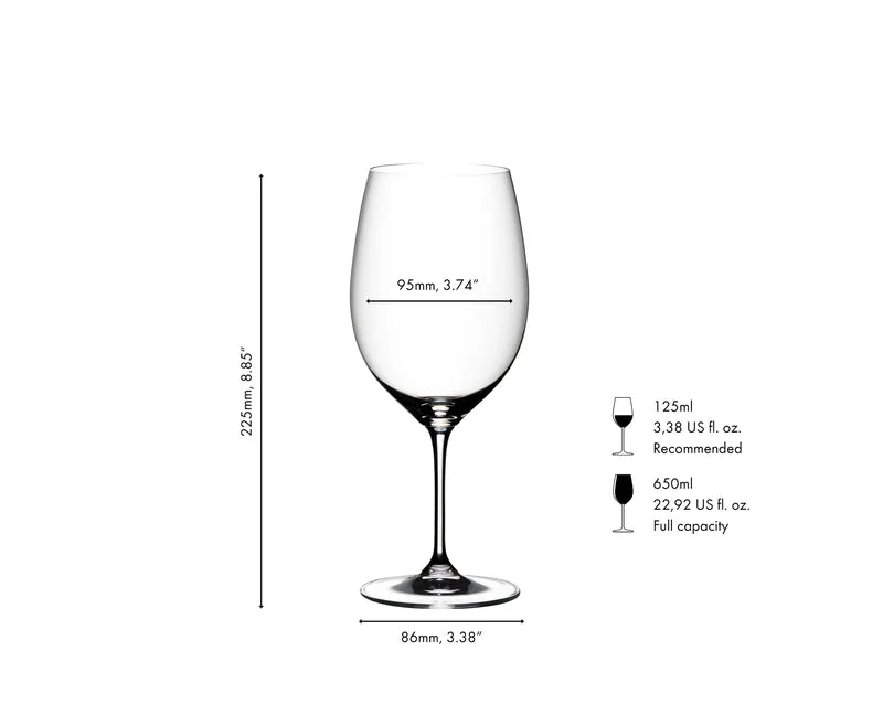 Riedel Set of 2 Vinum Cabnernet Wine Glasses with Polishing Cloth