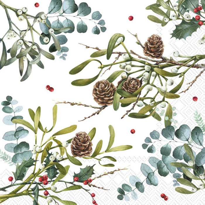 Christmas Branches Allover Paper Beverage Napkins