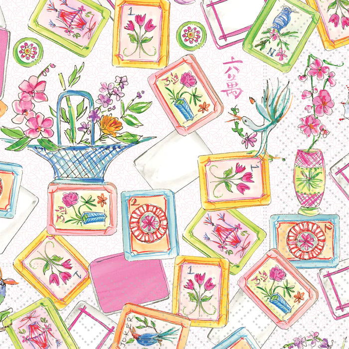 Mahjong Pink Paper Beverage Napkins