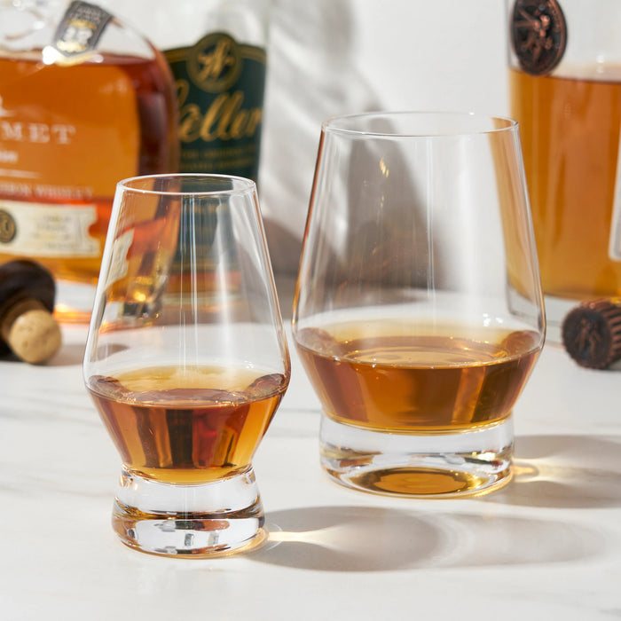 Viski Raye Heavy Base Crystal Scotch Glass Set of 2