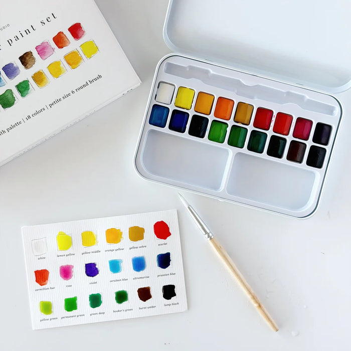 Emily Lex Studio 18 Color Watercolor Paint Set with Brush