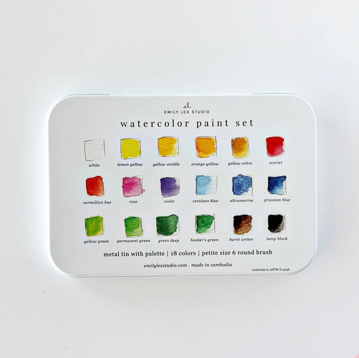 Emily Lex Studio 18 Color Watercolor Paint Set with Brush