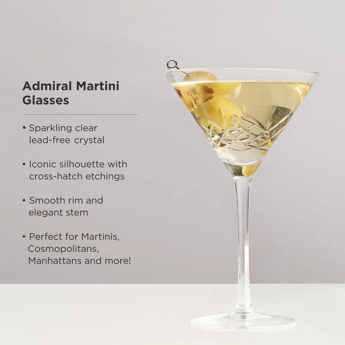 Viski Admiral Crystal Martini Glass Set of 2