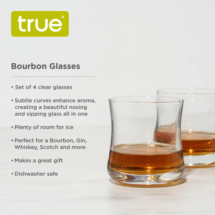 Set of 4 Curved Bourbon Tasting Glasses