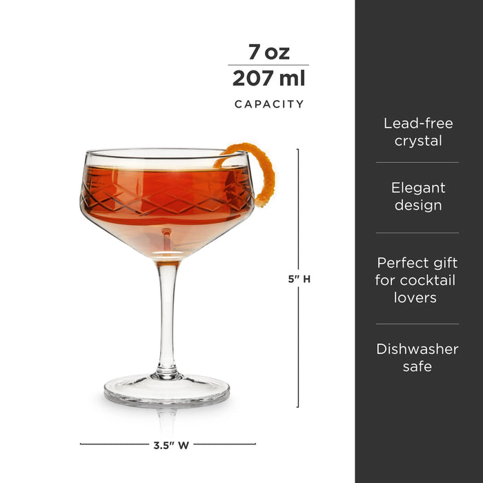 Viski Admiral Crystal Coupe Glass Set of 2