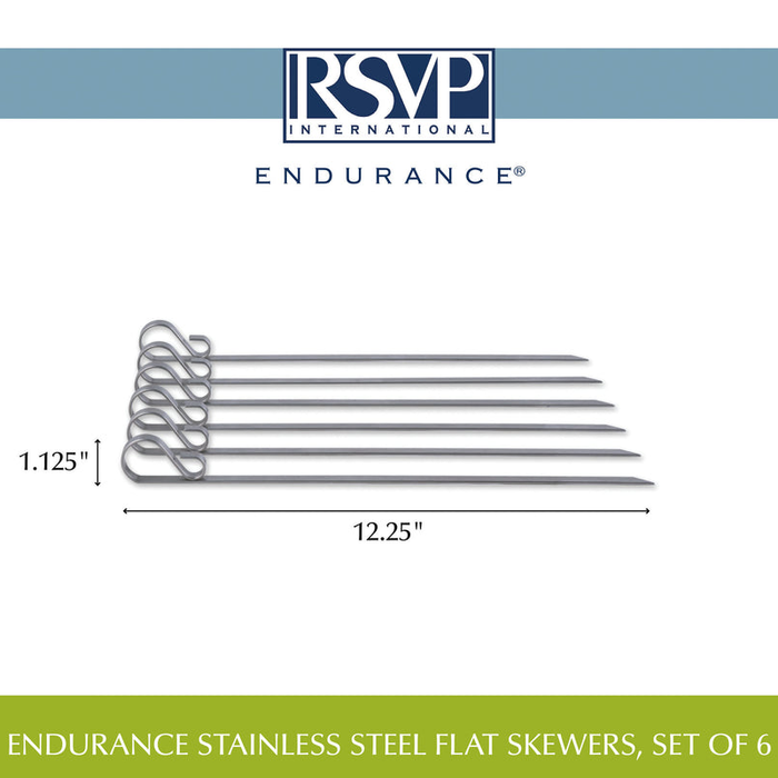 RSVP Endurance Set of 6 Flat Steel Grill Skewars