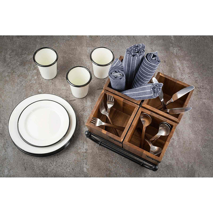 Industrial Collection Acacia Cutlery Holder