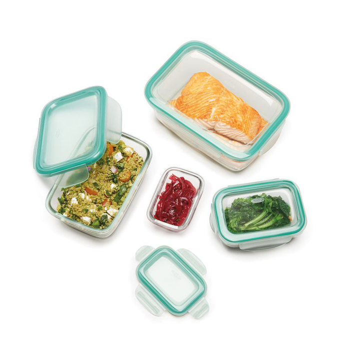 OXO 8 Piece Smart Seal Glass Rectangle Container Set