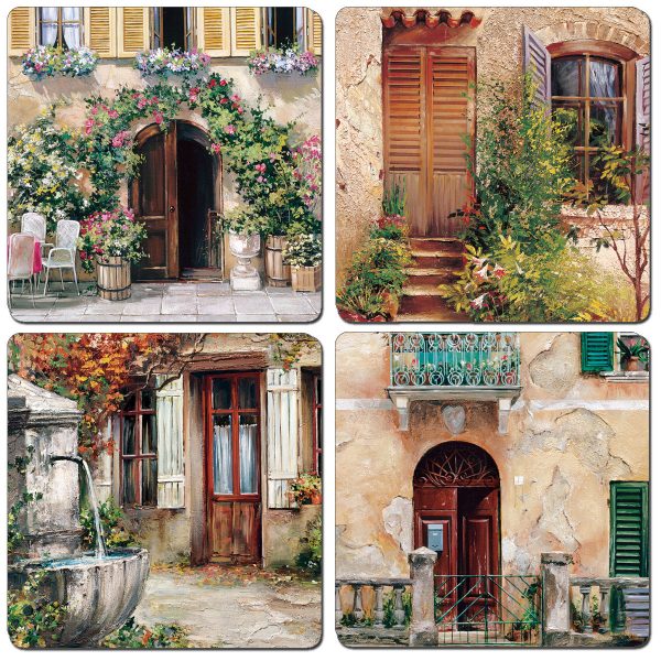 Cala Home Set of 4 Tuscan Doorways Coasters