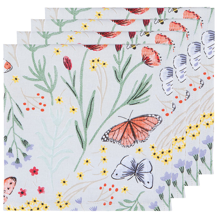 Set of 4 Morning Meadow Printed Dinner Napkins