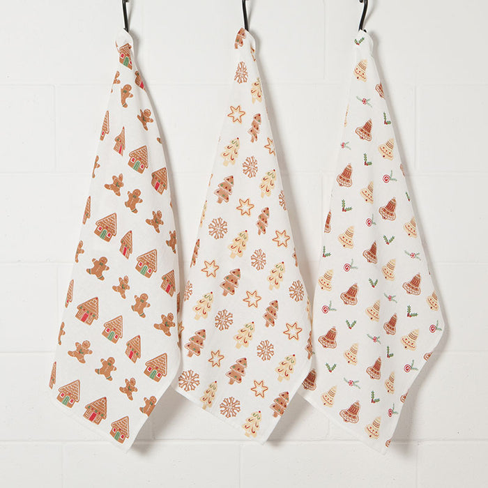 Now Designs Set of 3 Christmas Cookies Floursack Towels