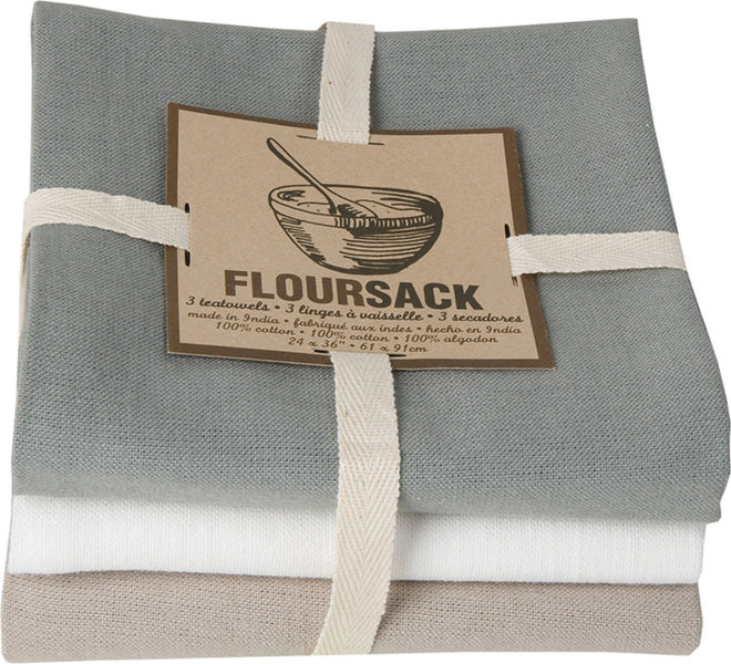 Gray Flour Sack Towels, Grey Tea Towels, Set of 12