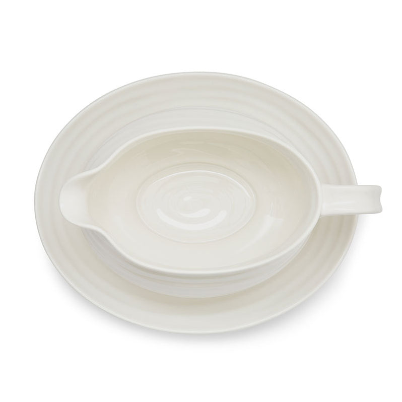 Portmeirion Sophie Conran White Gravy Boat and Stand — KitchenKapers