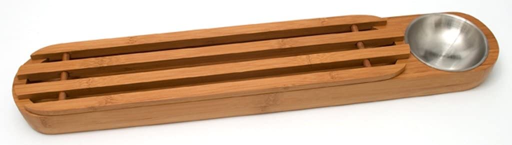 Lipper International Bamboo Bread Board with Stainless Steel Dipping Cup