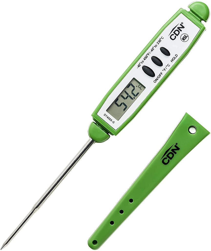 CDN ProAccurate® Digital Thermometer with Protective Sheath, 5 Stem with  Thin Tip Probe, White Display (DT392)