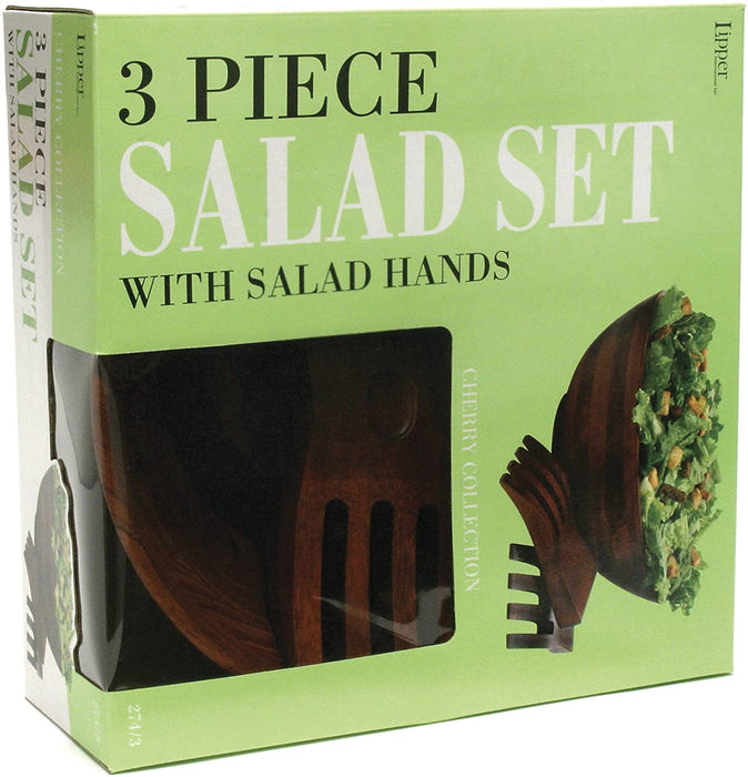 Lipper International Cherry Wood Salad Bowl Set
