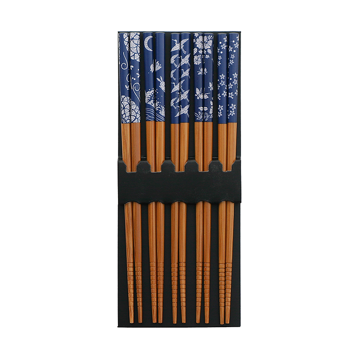 Miya Set of 5 Chopsticks Assorted Blue and White Print