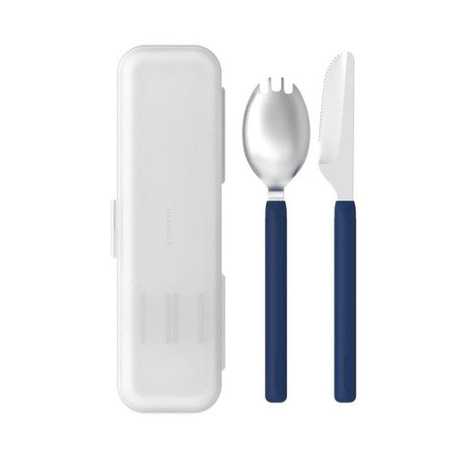 OXO Tot On-The-Go Plastic Fork And Spoon Set With Travel Case, Navy 